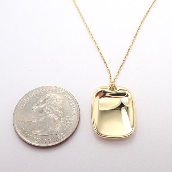 Tiffany & Co 18k Yellow Gold Rectangle Concave Disc ID Necklace - Picture 3 of 10